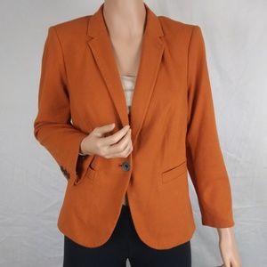 Pumpkin Spice Orange Blazer Sz M Stretch Cotton